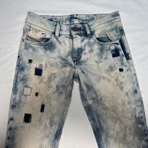 Diesel Jeans LIVY Acid Wash Splattered Distressed Stretch Size 24 Made in ITALY